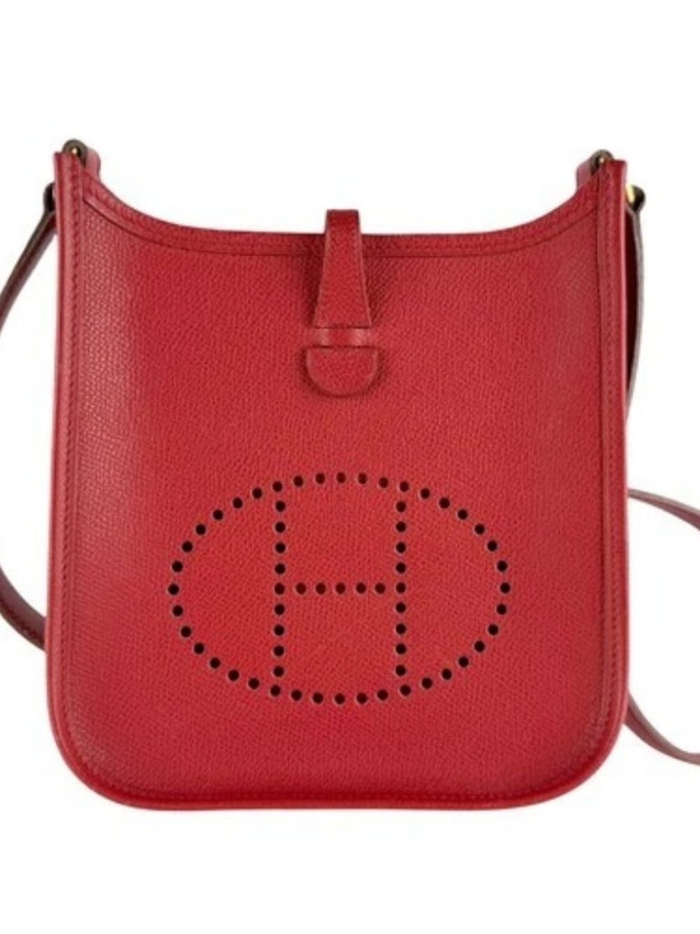 Auth HERMES Evelyne TPM Crossbody Shoulder Bag Red Veau Epsom Leather - z10022